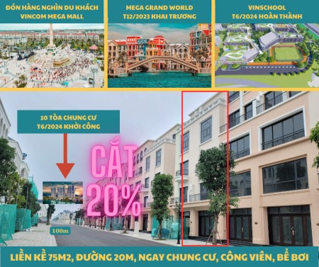 Cắt lỗ 2 tỷ căn Biệt thự mặt đường 20m ngay 10 tòa chung cư The Empire - Vinhomes OCean Park