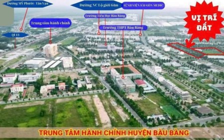 Đất Trung Tâm Hành Chính Bàu Bàng, SHR, Giá rẻ công chứng sang tên ngay, Viettinbank cho vay 70%