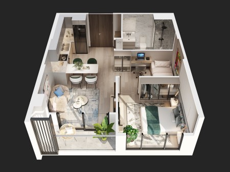 Bán siêu phẩm 1n+1 52m Masteri Smart City view hồ 3.2 tỷ