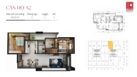 Bán căn hộ Conic Boulevard 2PN 85m2 giá chỉ từ 21 triệu/m2
