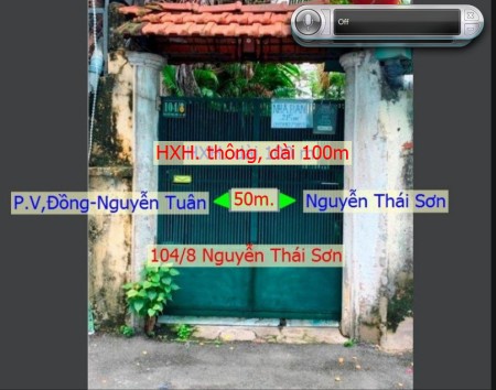 212m2/ giá 14 tỷ, Số: 104/8 Nguyễn Thái Sơn. P. 3, HXH.100m Thông >< Bv. 175.