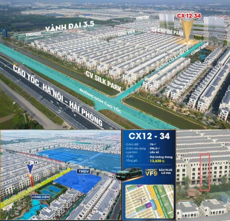 Bán liền kề CX12 view công viên, vườn hòa cực đẹp Vinhomes Ocean Park 2- The Empire giá 11 Tỷ