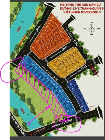 Giảm 50%: 1275m2 thổ cư Q9, 2 mặt tiền đường nhựa giáp sông lớn, giá chỉ 23,1 tr/m2, để kinh doanh