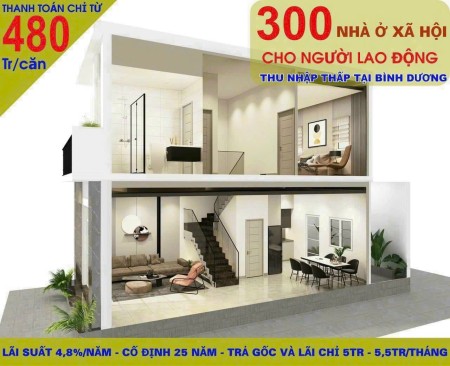 Nhà ở xã hội chỉ 1ty2 một lầu một trệt thanh toán 50%, còn lại bank hỗ trợ LH 0976712608
