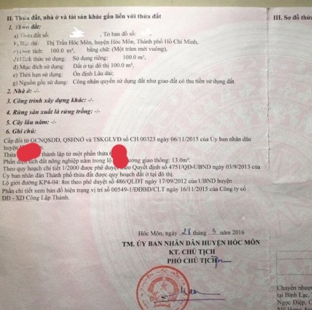 Tư liệu quý: Đất tọa vị trí đắc địa tại Hóc Môn