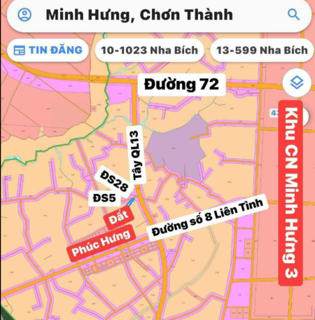 Đất ngộp diện tích 5x65x50 gần thị xã Chơn Thành, sổ sẵn