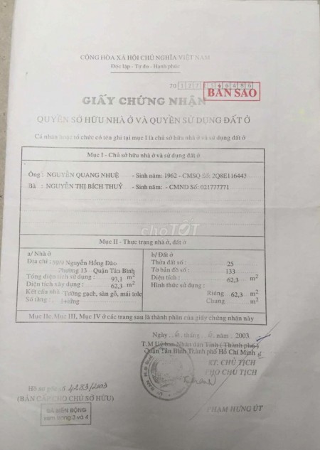 Bán nhà hẻm xe hơi 59/9 Nguyễn Hồng Đào P14 Tân Bình nhà nở hậu đẹp