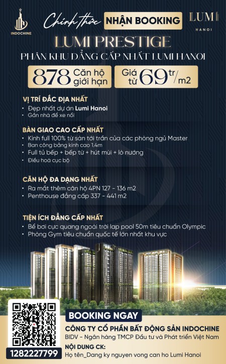 Trực Tiếp CĐT Capitaland Chính Thức Nhận Booking GĐ2 - Lumi Hà Nội- căn 1PN- 2PN - 3PN - 4PN - pent