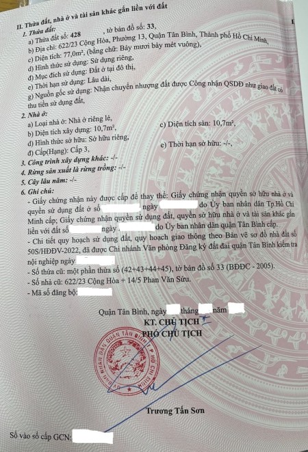 Bán nhà đường Cộng Hòa Phường 13, Quận Tân Bình, 2 mặt tiền 10m và 4m, , HCM, 77m2, 10.5 tỷ