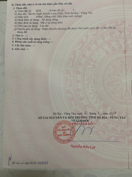 Bán đất nền xã An Ngãi, huyện Long Điền, Bà Rịa Vũng Tàu