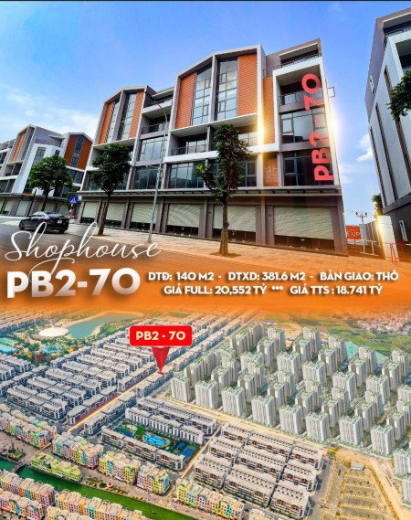 Bán Shophose 2 mặt tiền 140m đối diện 45 tòa chung cư Vinhomes Ocean Park 3 giá 18 tỷ