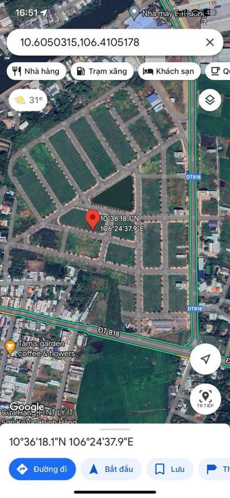 Cần Bán lô đất Ngay Trung Tâm thị Trấn Thủ Thừa-Long An. 100m2 Giá 698tr/50%