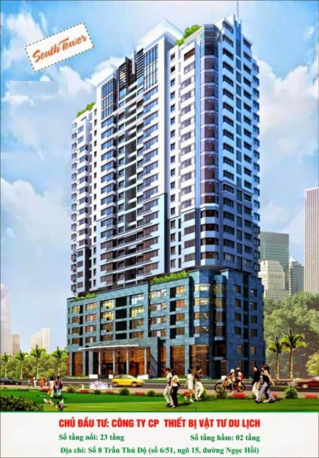 Bán gấp căn hộ tầng đẹp chung cư vật tư Du lịch (South Tower) Pháp Vân. Dt 74m2. Sổ đỏ chính chủ