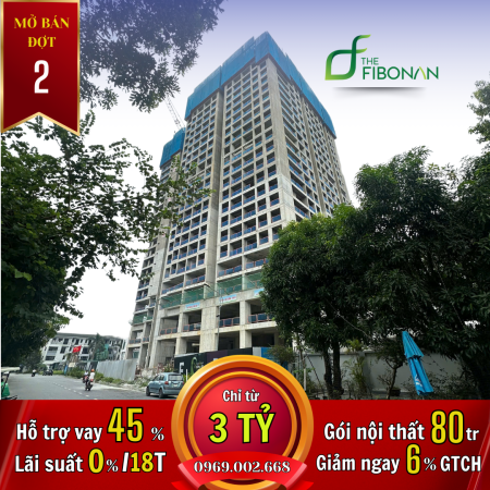 Bán gấp slot đặt trước 56m2, cc The Fibonan chỉ 3 tỉ nhận nhà trực tiếp từ CĐT