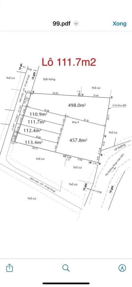 BÁN 2 LÔ 110M2 - GIÁ CHỈ 3 TỶ 350 TRIỆU - GẦN CHỢ XUÂN THỚI THƯỢNG