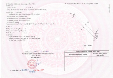 Chỉ 190tr có ngay lô đất 1000m2 Tân Phước, Đồng Phú, Bình Phước