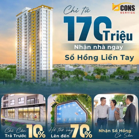 Căn Hộ Liền Gần Làng Đại Học Bcons Bee 53M2 2PN 2WC Tặng Bộ Nội Thất 120Tr, Giá 1,6 Tỷ VNĐ Tại Dĩ An