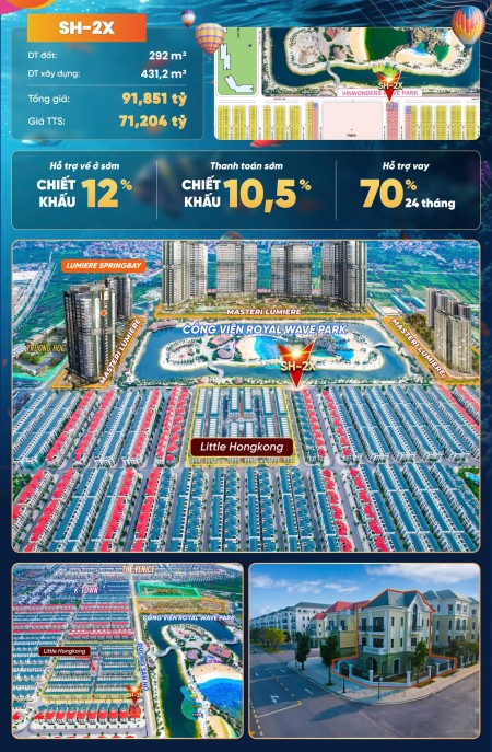 BTĐL góc view biển hồ, công viên, đối diện Little HongKong đẹp nhất Vinhomes Ocean Park 2 giá 7x tỷ