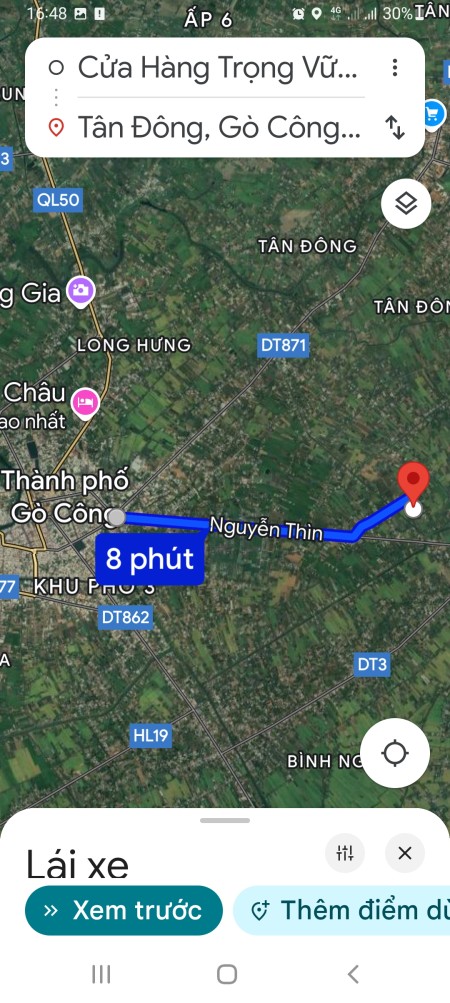 Bán 212m2 đất thổ cư đường Nguyễn Thìn, giáp ranh Thành Phố Gò Công, đã sổ rồi, 430tr thương lượng.