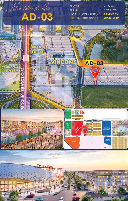 Bán Shop 96m đối diện Vincomes và 2 tòa cao tầng, đường to Vinhomes Cổ Loa giá mềm