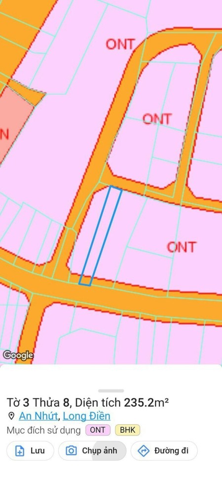 Bán 236m2 đất hai mặt tiền đường nhựa, có 150m2 thổ cư