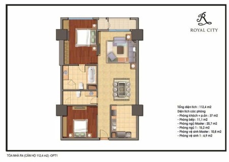 Chung cư Royal City tòa R5 trục 22, 112m2, bán với giá ~80tr/m2, Q. Thanh Xuân, Hà Nội