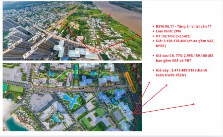 KHÔNG CÓ CĂN THỨ 2, Vinhomes Grand Park, căn 2 phòng ngủ, giá: 2,955 tỷ