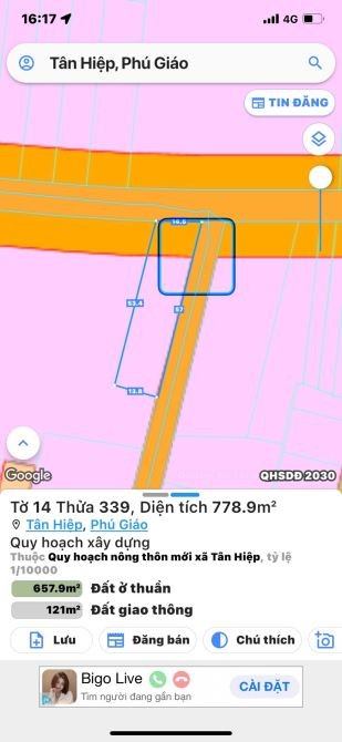 Đất 2 mặt tiền 779m2 đường DH507 Tân hiệp- Phú Giáo -Bình Dương giá ngộp chỉ 990 triệu