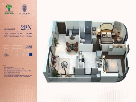 Cần bán Căn hộ Vinhomes Grand Park 2PN - 80m2 tại Quận 9