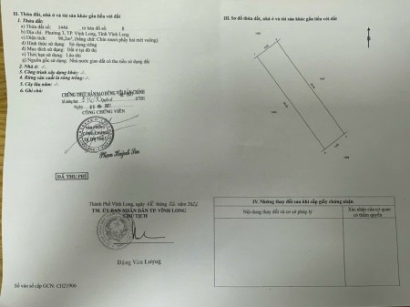 Bán đất mặt tiền kinh doanh, công viên Đài Truyền Hình, phường 3, Vĩnh Long