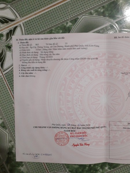 Đất chính chủ 555m2, giá thích hợp đầu tư chỉ 1.7 tỷ, sổ riêng.