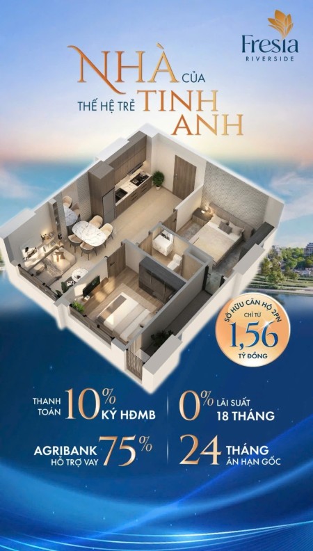 Sở hữu căn hộ Fresia Riverside, view sông thoáng mát, sổ hồng lâu dài tại Biên