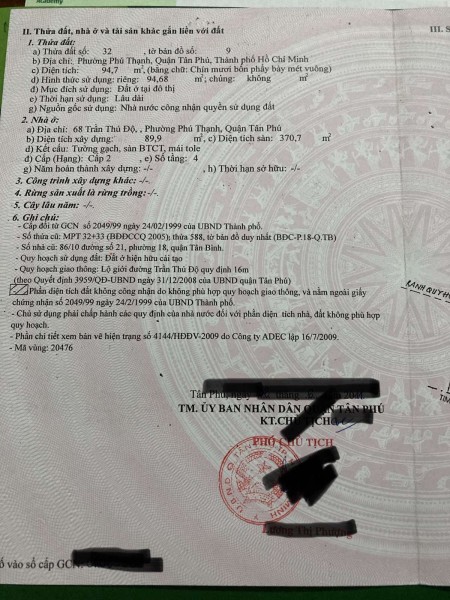 Ban nha 68 Trần Thủ Độ 4.5x22, nhà 4 tầng đẹp, ngay chợ