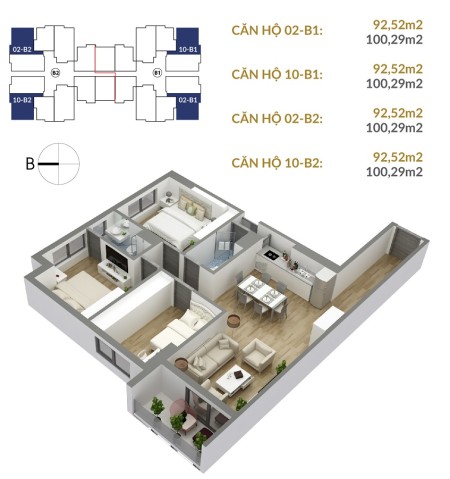 Chính chủ bán căn 3 ngủ 93m toàn Sky Central 176 Định Công