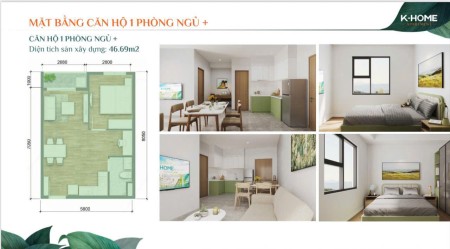 Căn hộ K-Home Apartment - Diện tích 46,69m² - Giá 798 triệu/căn 1PN, 1WC
