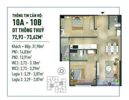 Cần bán căn hộ 2 phòng ngủ, hướng đông nam, diện tích 73m2 tại Ecopark. Giá 4,7 tỷ