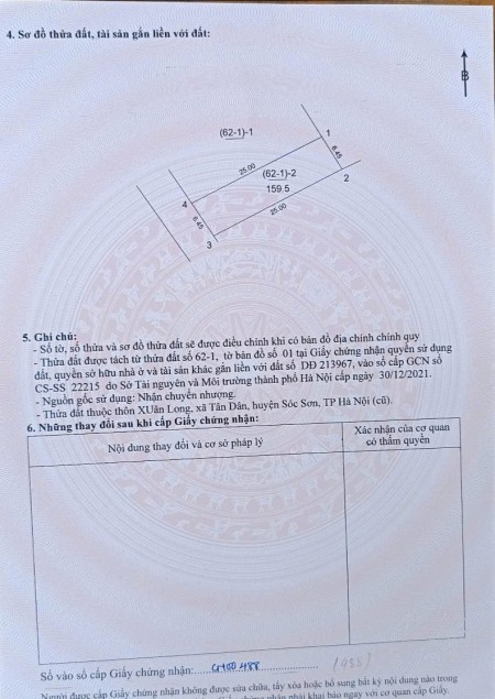 Bán gấp lô đất bìa làng Xuân Long, Tân Dân, Sóc Sơn