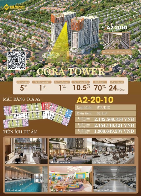STUDIO CORA TOWER – TÀI CHÍNH RẺ NHẤT GIỎ HÀNG TRUNG TÂM CORA