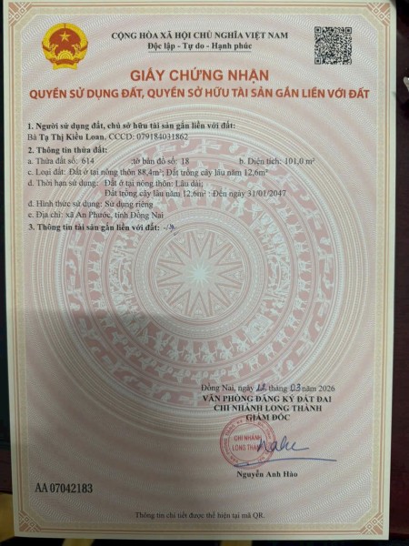 Đất nền Ấp 8 An Phước Long Thành Đồng Nai