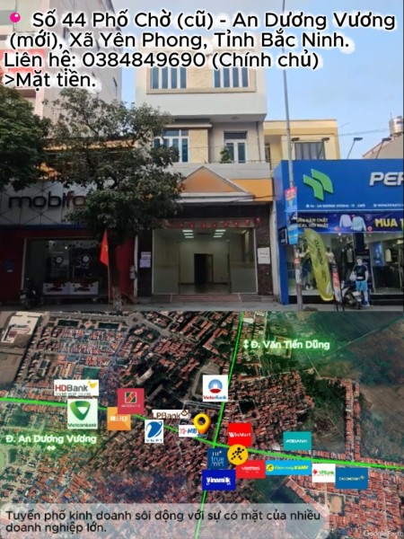 Cho thuê nhà mặt phố kinh doanh. Trung tâm huyện Yên Phong (Cũ) - Tỉnh Bắc Ninh