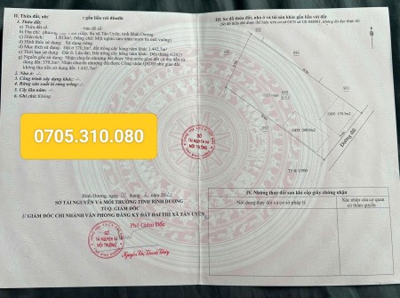 Bán 1813m2 (29x60) có 370m2 thổ cư Tân Vĩnh Hiệp giá 12 tỷ. Liên hệ 0856817178