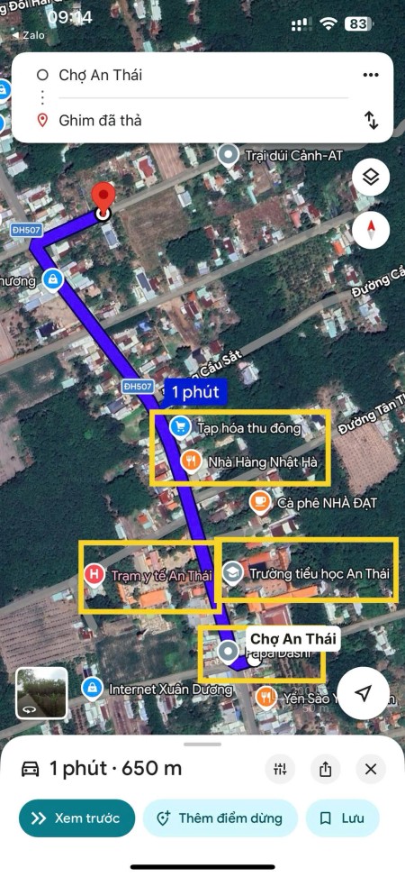 Bán đất MT tiện kinh doanh ngay Chợ. DT: 500m2 (10*50) có 100m2 thổ cư, giá chỉ gần 2 triệu/m2