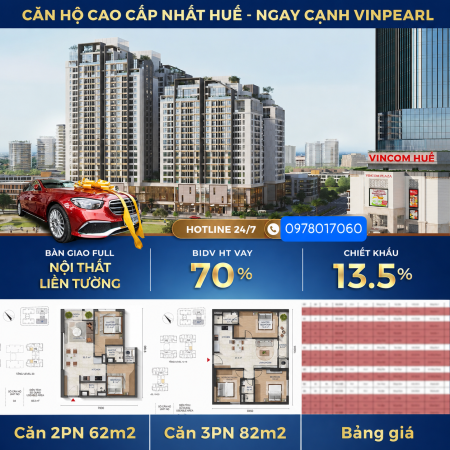 BÁN CĂN HỘ 3PN HUE HERITAGE CHỈ CÒN VÀI CĂN GIÁ GIAI ĐOẠN 1.