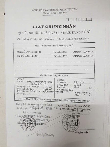 Bán nhà Mặt tiền đường Nguyễn Phúc Nguyên Q3 1 trệt 1 gác suốt