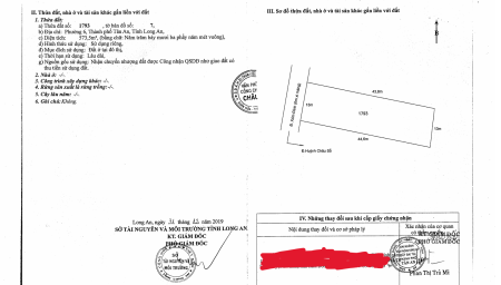 QSDĐ và TS gắn liền với đất tại thửa đất số: 1793, tờ bản đồ số: 07, Phường 6, TP.Tân An, T.Long An