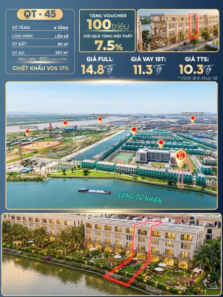Bán liền kề ven sông Quý Tộc QT-45 Vinhomes Vũ Yên. ️0337 193 948