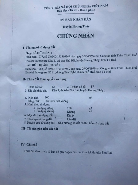Bán lô đất đường số 7 Nguyễn Đăng Sở thuộc KQH Nguyễn Khoa Văn, Phú Bài, TP Huế