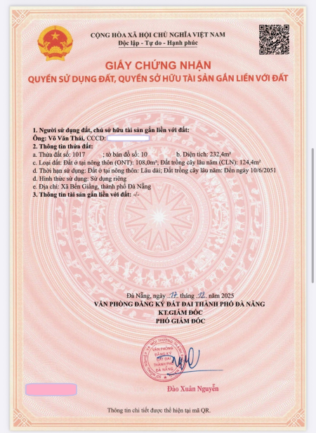 350 triệu - 232 mét đất mặt tiền Quốc lộ 14B - Nam Giang - Đà Nẵng