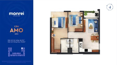 Quỹ căn Stu-2PN-3PN Monrei Sài Gòn - Trả 235 Triệu (15%) HTLS 0% ân hạn nợ gốc 5 năm