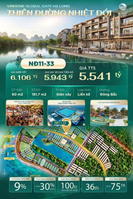 Bán biệt thự liền kề 60m2 tại Vinhomes Global Gate Hạ Long :0968129240